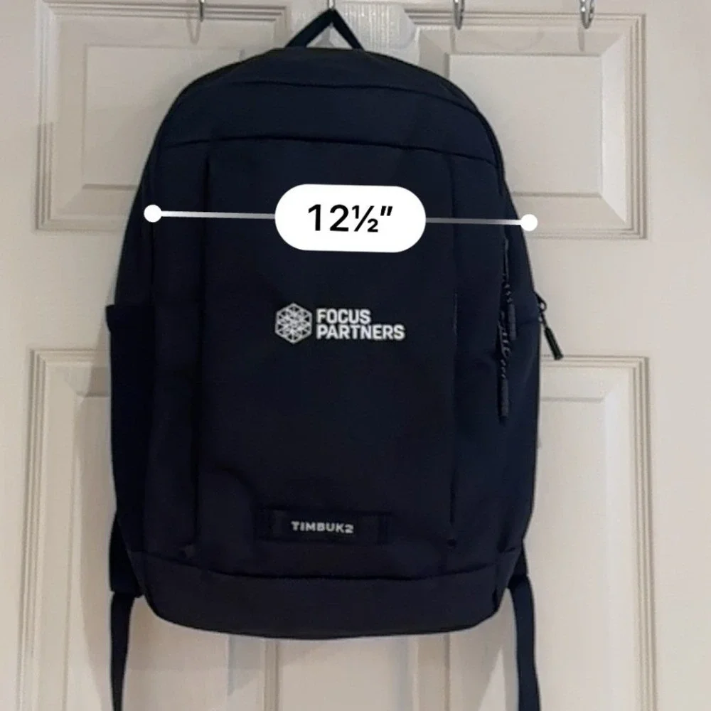 Timbuk2 Division Laptop Backpack Black Focus Partners Logo Travel Commuter Bag
